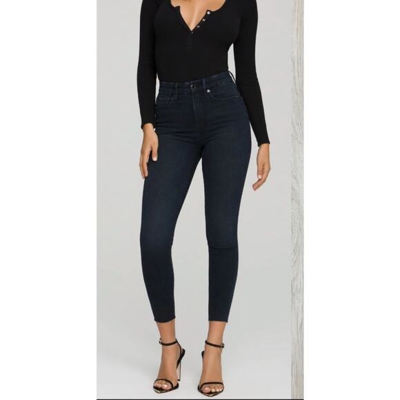 NWT Good American Good Waist Crop Skinny Jeans Black High Rise 24/00 26” Inseam - Picture 1 of 6